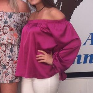 Fuchsia Strapless Silk Top